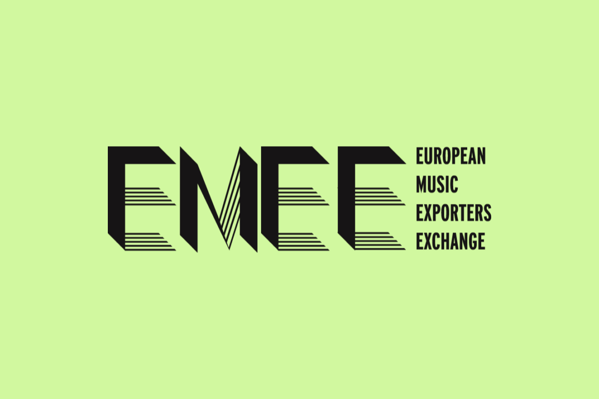 On a lime green backdrop the EMEE logo is sharp, stylish, almost cutting, with a 3D effect that lifts it from the screen.