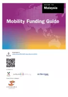 Cover for Malaysia Mobility Funding Guide. Title on background of a multicoloured world map.
