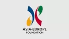 Asia Europe Foundation logo. Spells out the name next to a graphic of two curling ribbons coloured yellow, blue, green and red.