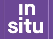 Light text on a coloured background, 'in situ'. 