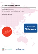 Cover for Philippines Mobility Guide. Text on background of a pink world map.