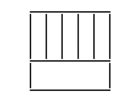 A box with 4 vertical lines and 1 horizontal line. 