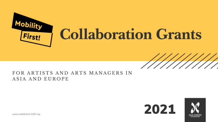 Open call graphic for ASEF collaboration grants: text on a yellow-white background.