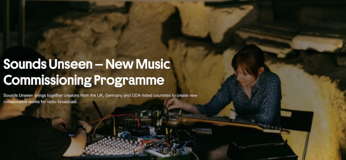 Text of the call over an image of a person with a synthesiser. 