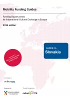 Cover for Slovakia Mobility Guide. Text on background of a pink world map.