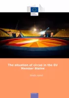 Cover for Situation of Circus in Europe study, with a photograph of the inside of an empty big top. 