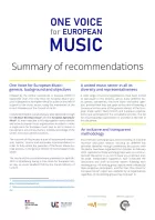 One Voice for European Music - Summary of Recommendations