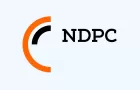 Northern Dimension Partnership on Culture logo, featuring two big arcs, one an orange semi-circle, the other a black quarter circle.