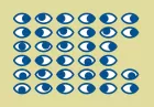 Illustration of a field of eyes, arranged in ranks, with the pupils rolling in all different directions.