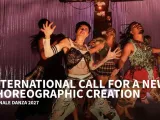 Title of the call with four people dancing in loud costumes. 