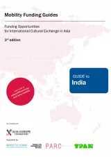 Cover for India Mobility Guide. Text on background of a pink world map.
