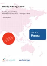Cover for South Korea Mobility Guide. Text on background of a pink world map.
