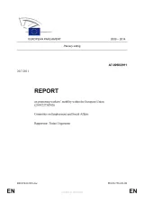 Cover for European Parliament Report on Promoting Workers' Mobility  - text on a white page.