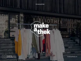 Title of the call on a photo of a rack of clothes. 