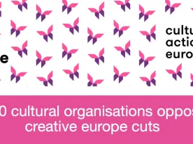 Title of the article with coloured butterflies, the CAE branding. 